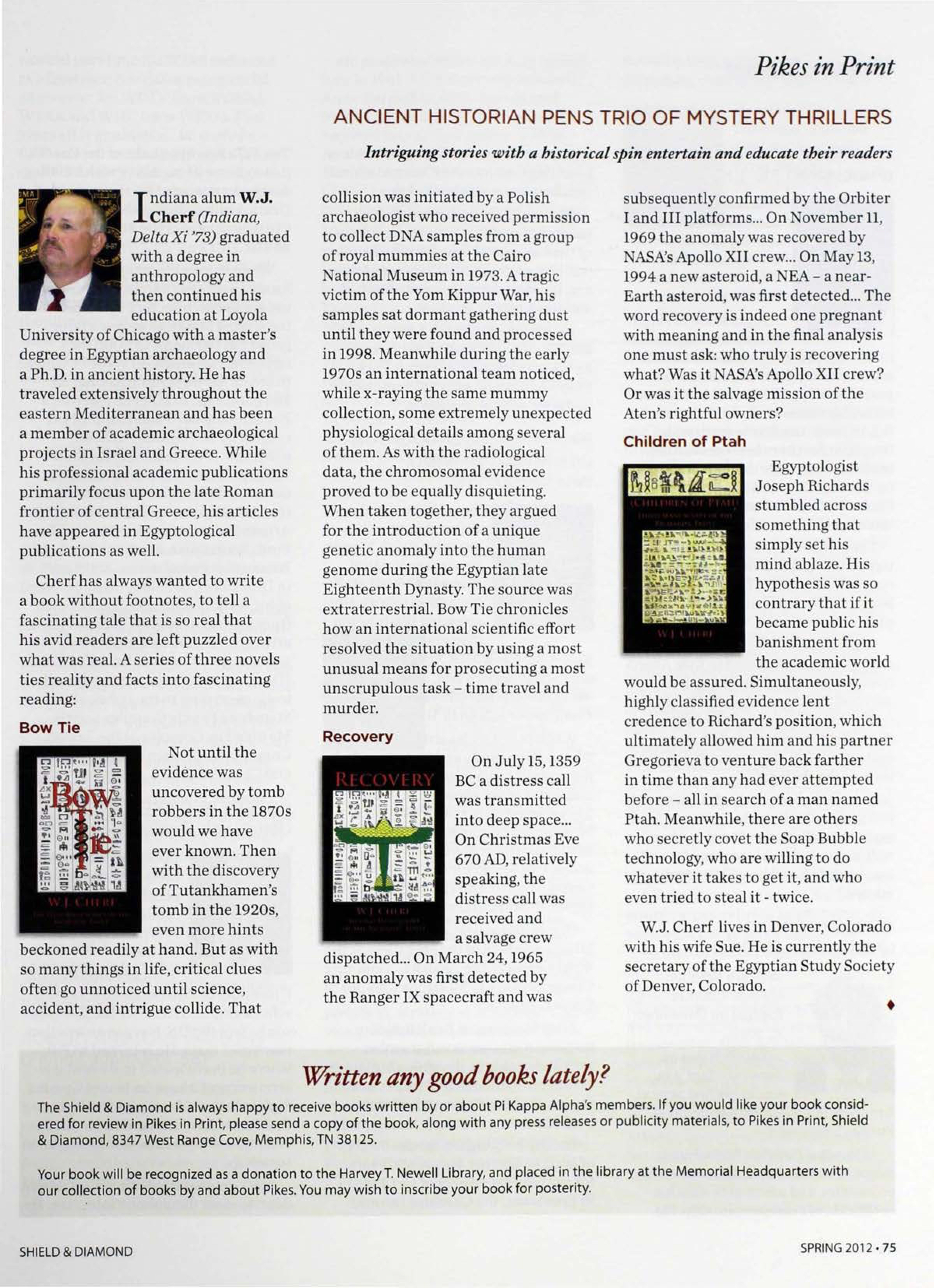 Pikes In Print: Ancient Historian Pens Trio Of Mystery Thriller, Spring 2012